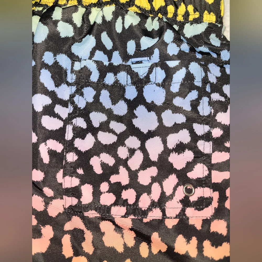 Forever 21 Men's Rainbow Cheetah Print Lined Swim Suit Board Shorts Size Small